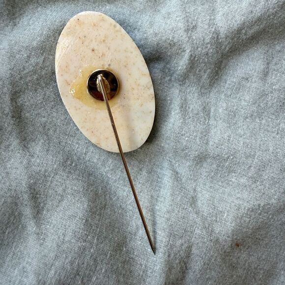 1980s Art Deco-style Jabot Pin featuring Abstract, Geometric Design